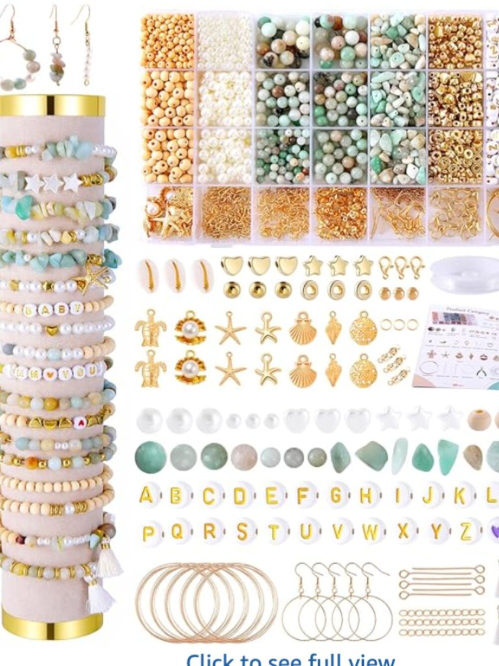 Jewelry Making Supplies Kit, Charm Bracelet Making Kit for Adults, Natural Stone